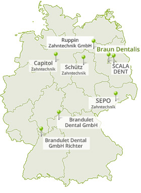 Braun Dentalis Berlin Zahntechnik - Deutschlandkarte